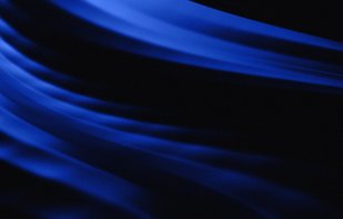 blue curved lines that look like streams of light, smoke, or folds of silk blown by the wind