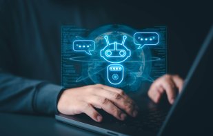 AI chatbot technology to answer questions by command prompt with business people. Artificial Intelligence assists humans in solving problems and making decisions for users to reach brilliant results.